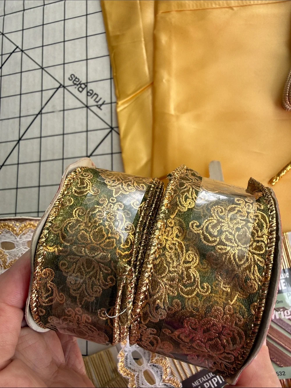 Vintage Gold Trim Ribbon Lace Wright’s Metallic Braid Craft Sewing Lot Satin